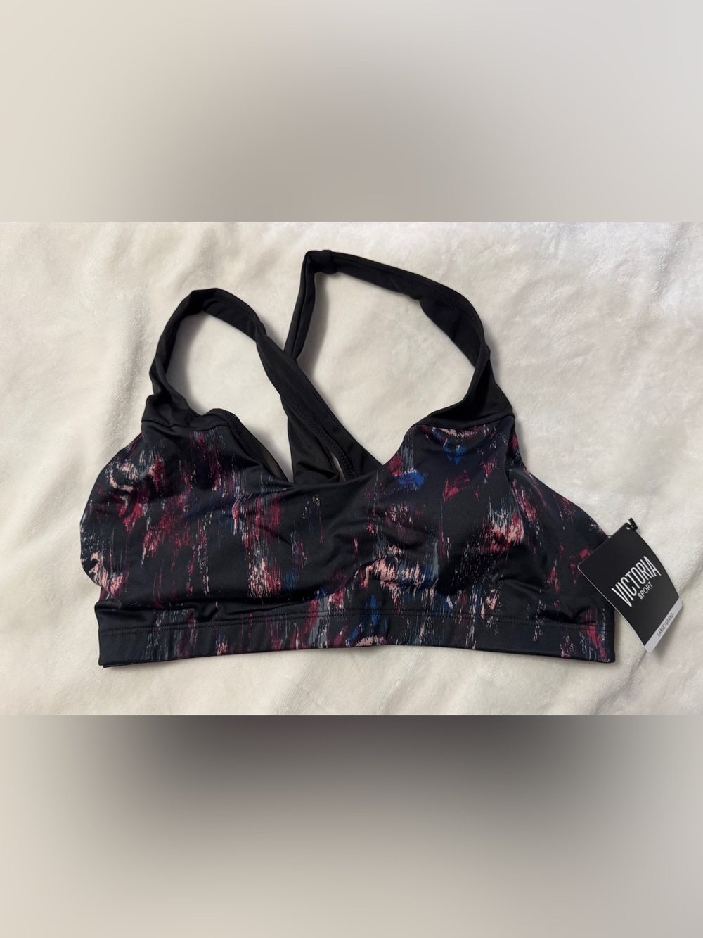 Black Abstract Print Light Support Sports Bra